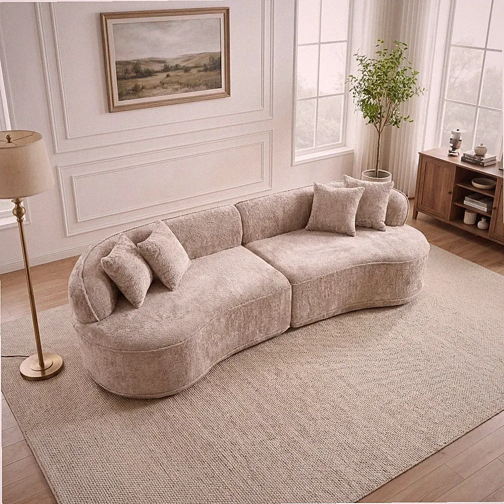 114''Corduroy Modular Sectional Sofa, L-Shaped Floor Couch, Boneless No Assembly