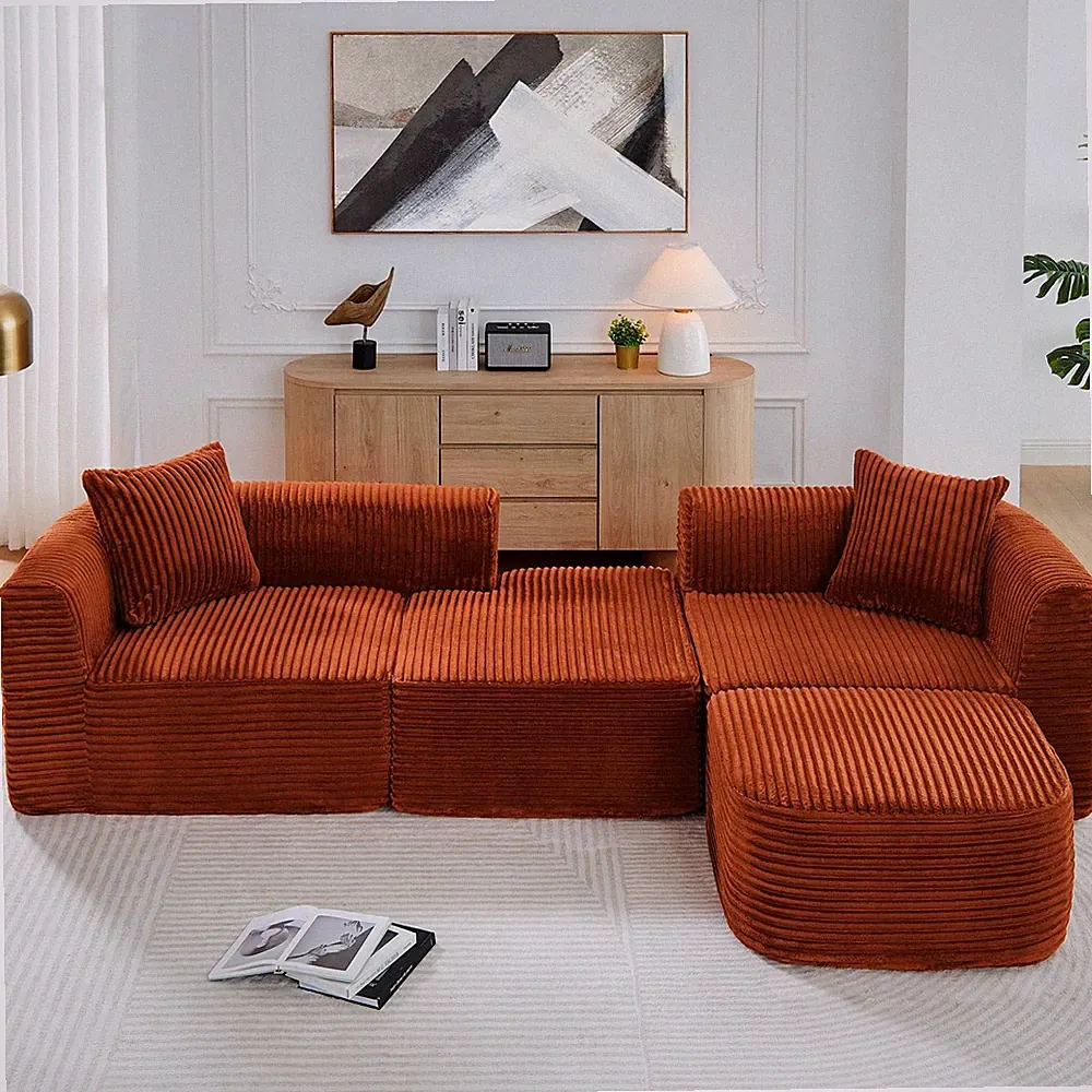 114-inch Oversized Boneless Modular Sectional Couch with L-Shape Chaise