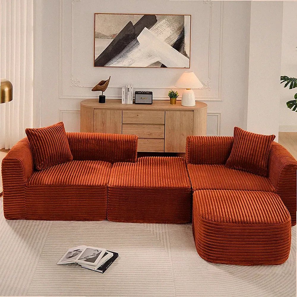 114-inch Oversized Boneless Modular Sectional Couch with L-Shape Chaise