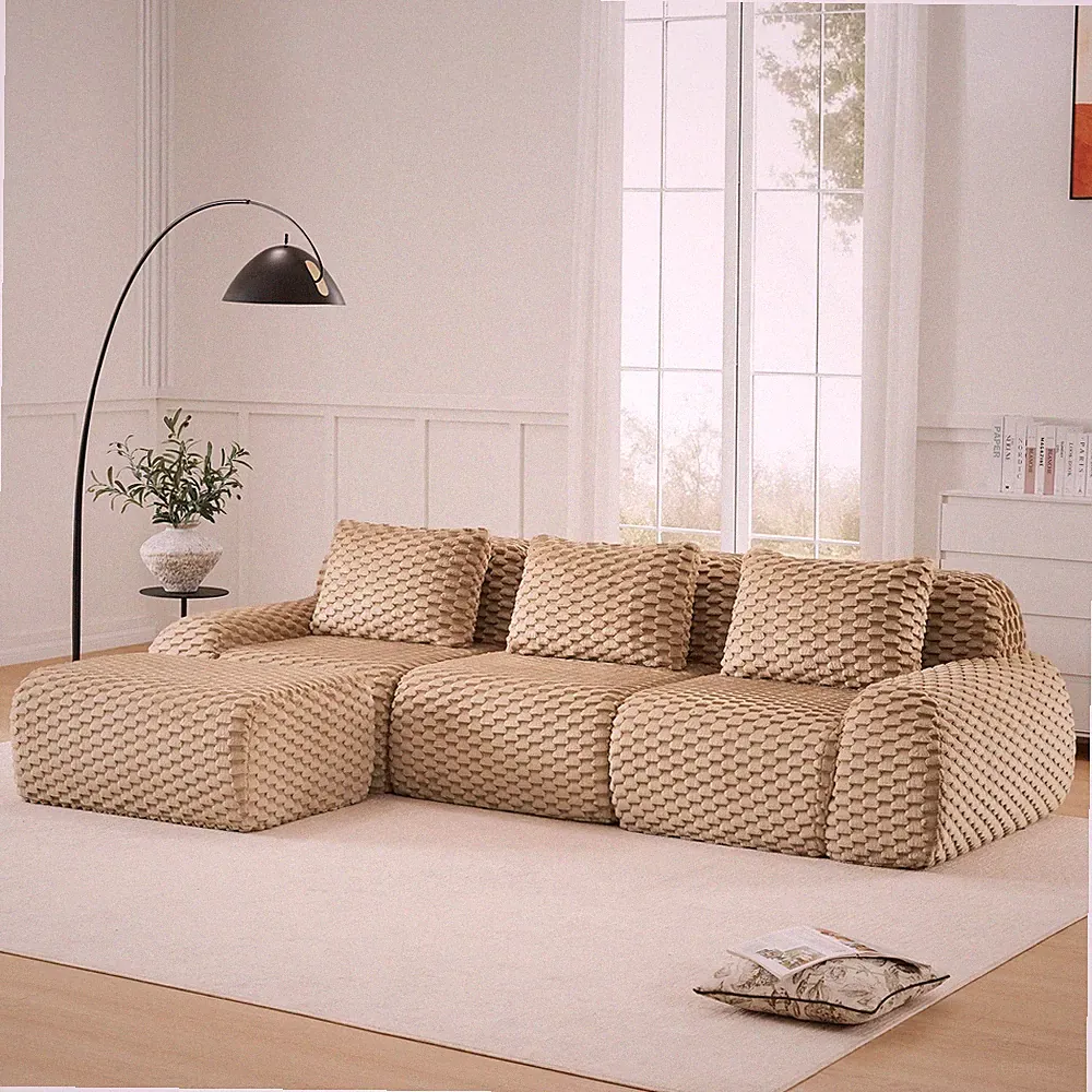 114" Modern L-Shaped Modular Sectional Sofa for Living Room,Flannelette Fabric,O