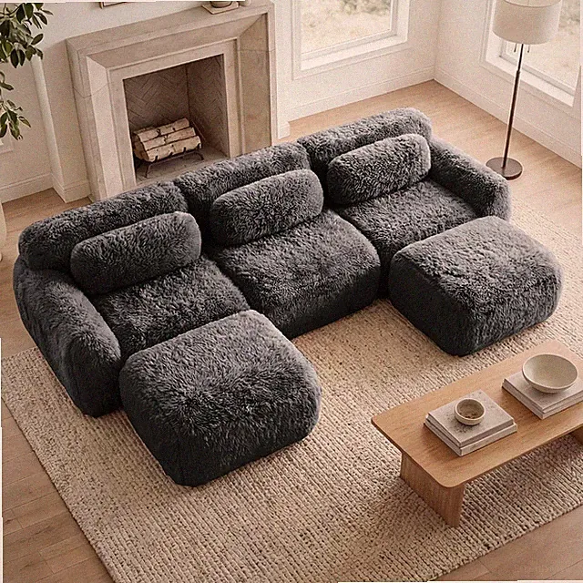 114” Modular Sectional Sofa, Boneless Couch for Living Room, Ultra-Soft Plush Fl