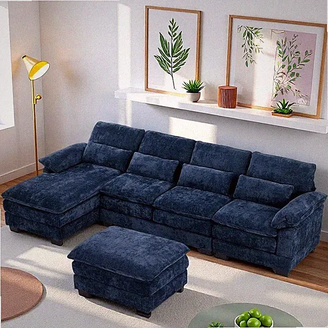 114" Modular U Shaped Sectional Sofa Couch with L-Shaped Chaise Lounge & Ottoman