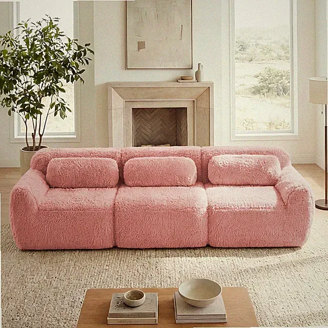 114''Soft And Fluffy Plush Fabric,Modular Sectional Sofa Couches,Ergonomic Desi