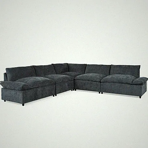 115.5 Modular Deep Gray Sectional Sofa With Durable Polyester Upholstery, Plush
