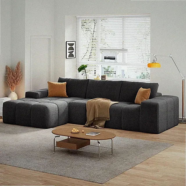 115" Corduroy Sectional Sofa Modular L-Shaped Boneless Sofa w/Chaise Lounge