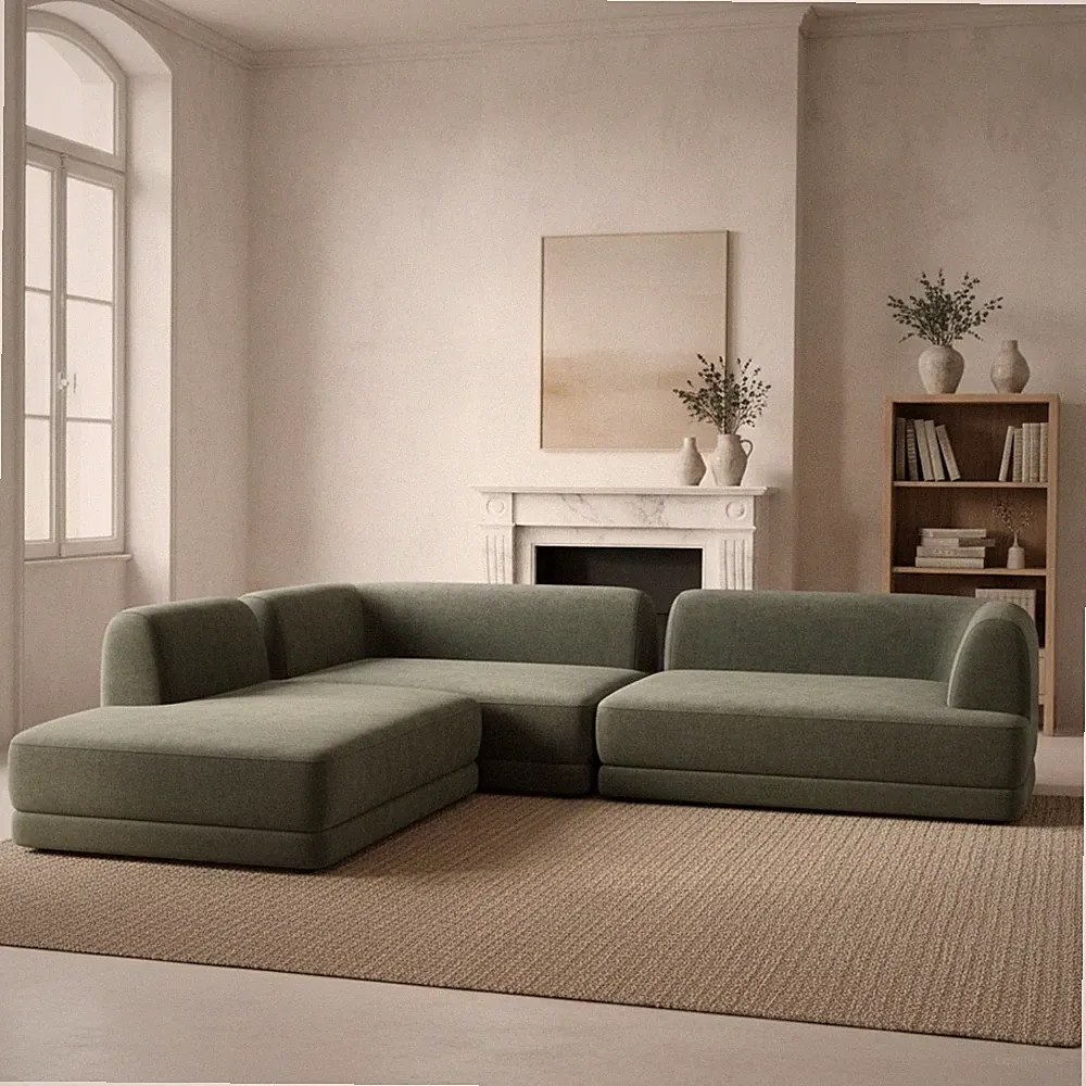 115" Modern L-Shaped Sectional Sofa with High-Density Fully Compressed Sponge