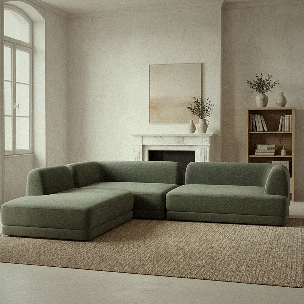 115" Modern L-Shaped Sectional Sofa with High-Density Fully Compressed Sponge a