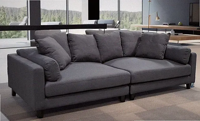 116"L x 58"D Modern Extra Depth Fabric Sectional Sofa S777B (Custom Options)