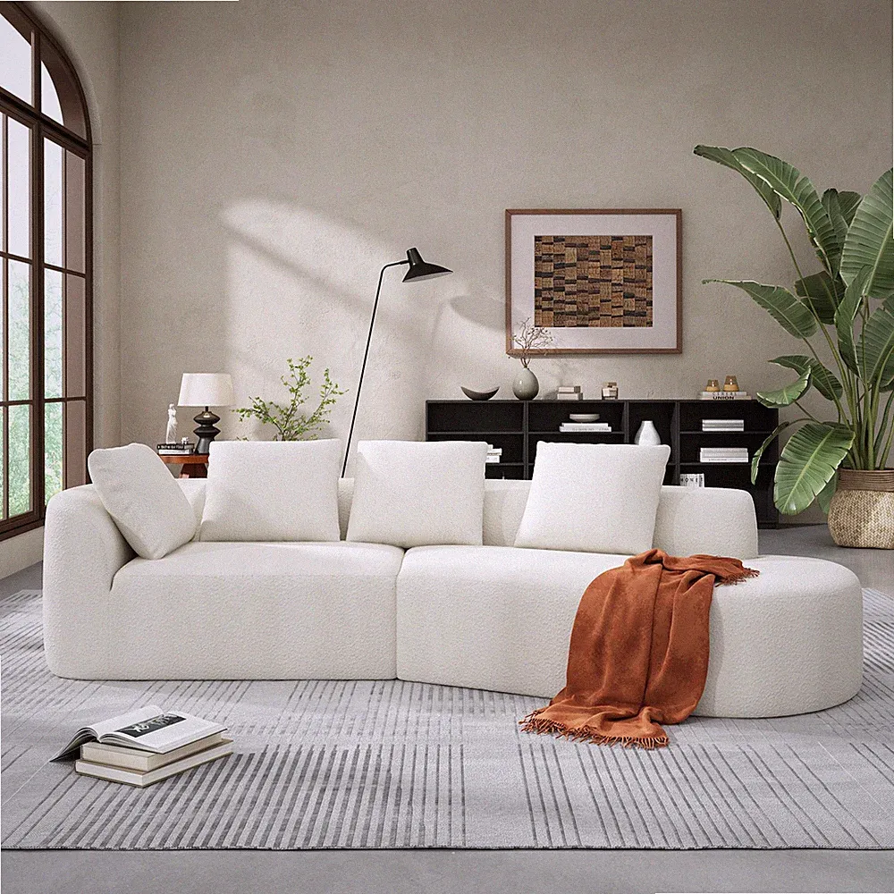 116" Modern Curved Sectional Sofa w/High-Density Fully Compressed Sponge and Cha
