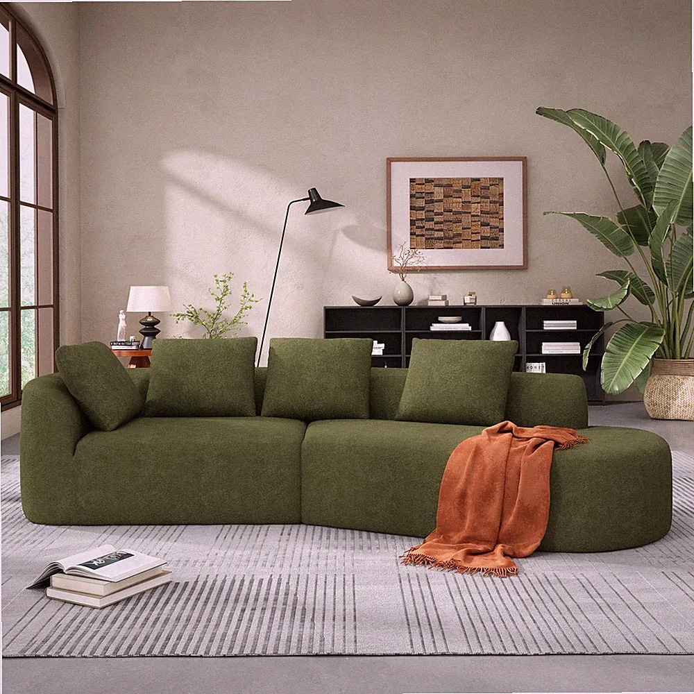 116" Modern Curved Sectional Sofa with High-Density Fully Compressed Sponge