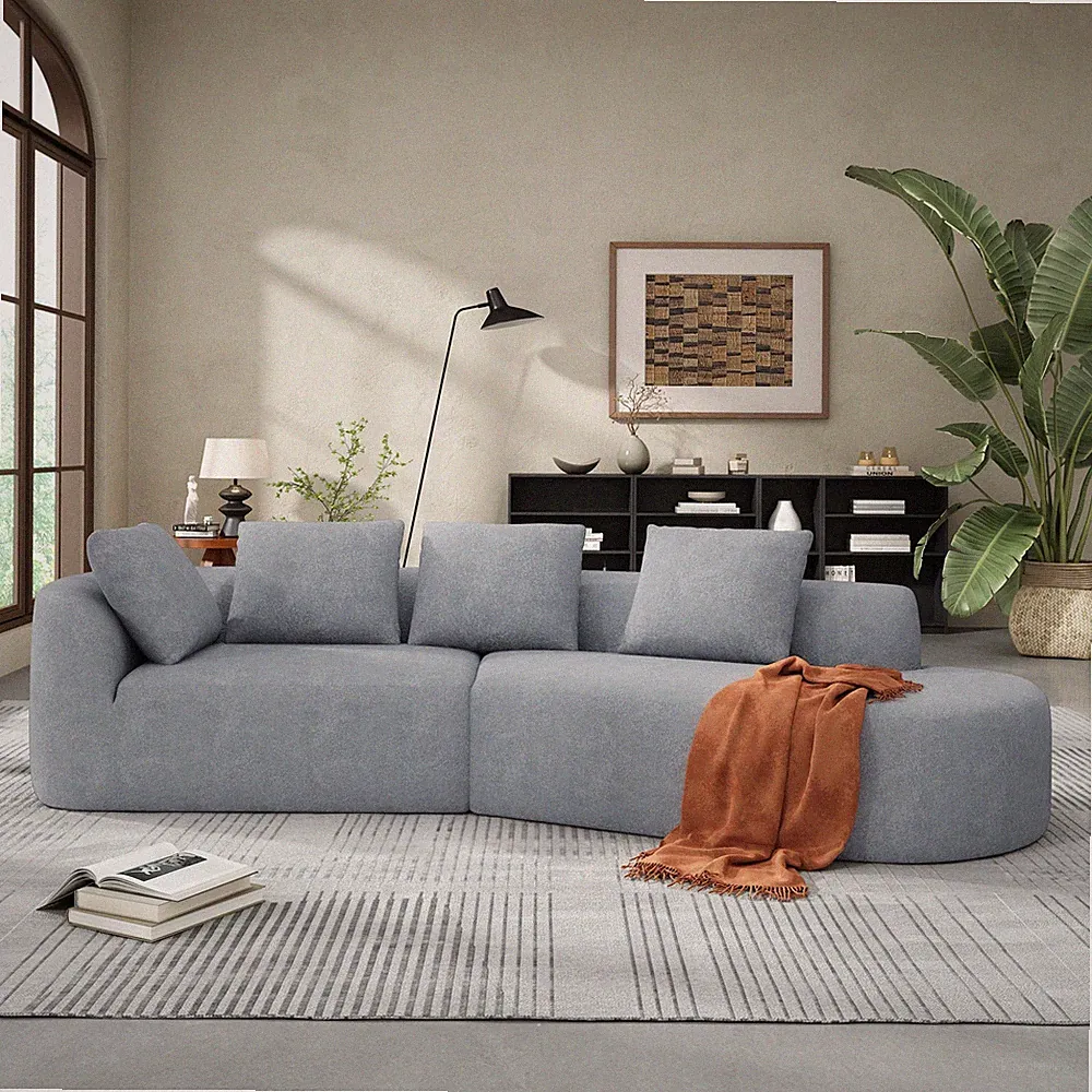 116" Modern Curved Sectional Sofa with High-Density Fully Compressed Sponge