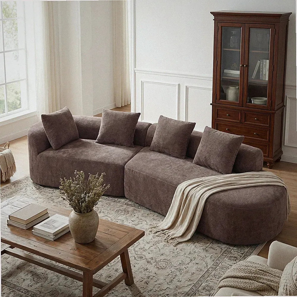 116" Modern Curved Sectional Sofa with High-Density Fully Compressed Sponge a