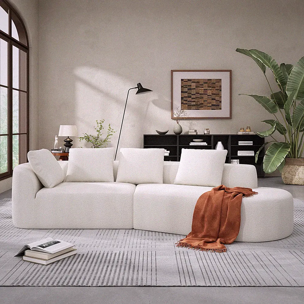 116" Modern Curved Sectional Sofa with High-Density Fully Compressed Sponge a