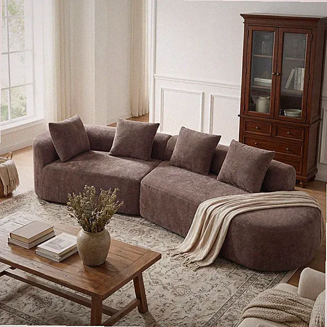 116" Modern Curved Sectional Sofa with High-Density Fully Compressed Sponge an