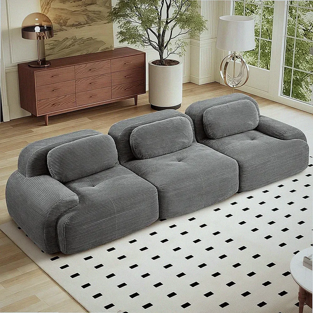 117.3" Sectional Cloud Sofa Couch, Corduroy Modern Memory Foam Boneless Modular