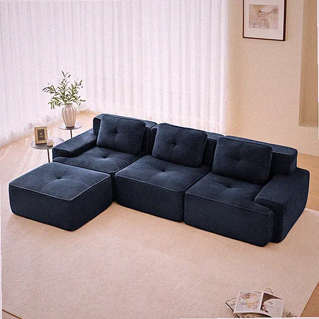 117" Modern L-Shaped Modular Sectional Sofa for Living Room, Corduroy