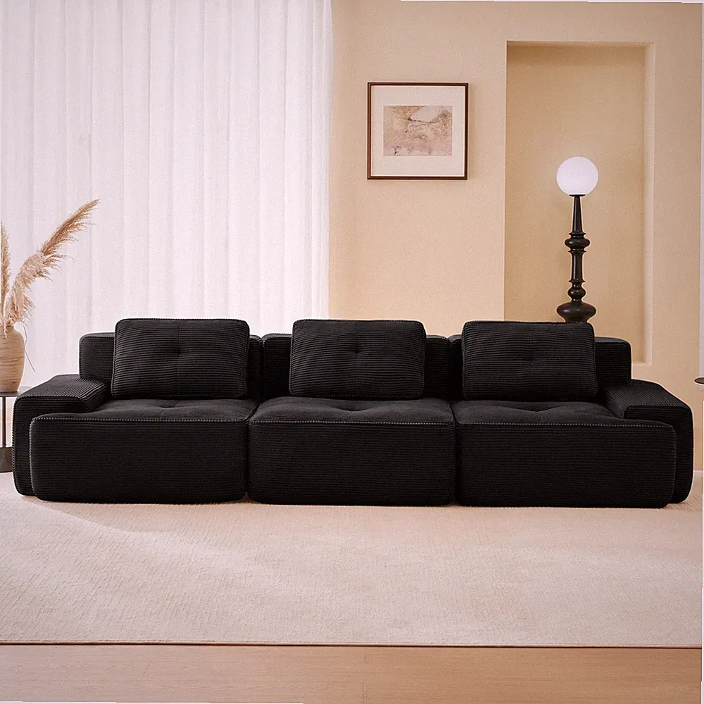 117" Modern Modular Sectional Sofa for Living Room,Corduroy Fabric,Oversized 3