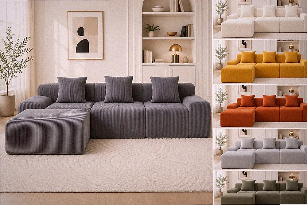 118.1" Modular Sectional Cloud Sofa, L-Shaped Modular Sofa, No Assembly Required