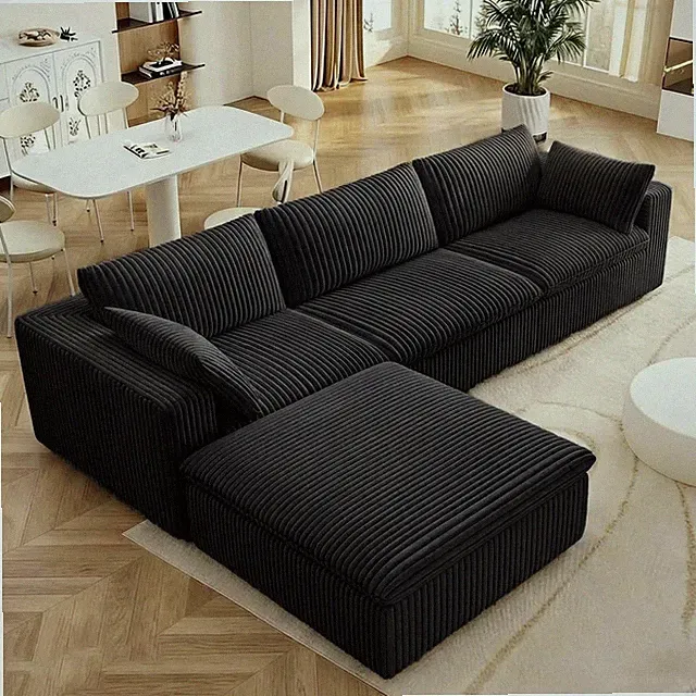 118.2" Modular Sectional Sofa Cloud Couch with 2 Ottoman, Modern Fluffy Boneless