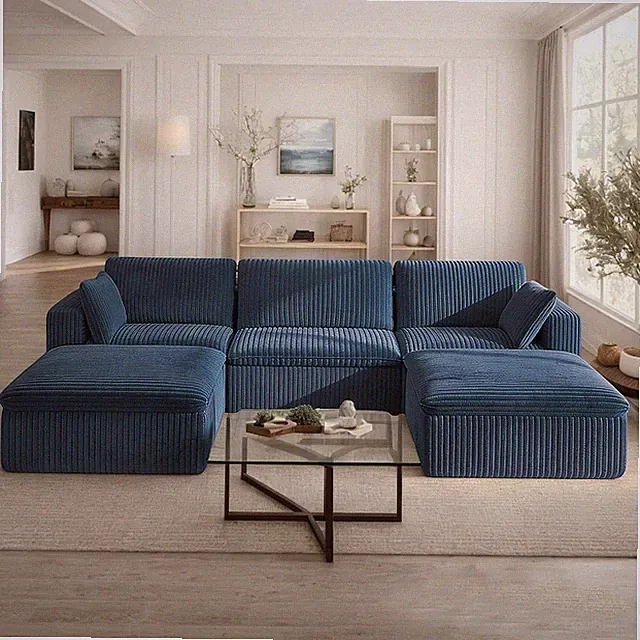 118.2" Modular Sectional Sofa Cloud Couch with 2 Ottoman, Modern Fluffy Boneless