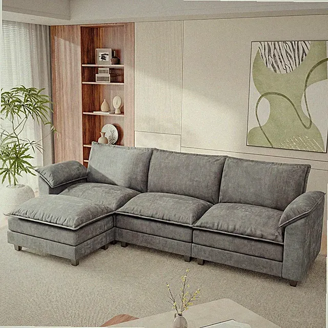 118.9'' L Shaped Sectional Couch, Modular Cloud Sofa with Deep Seat & Double Lay