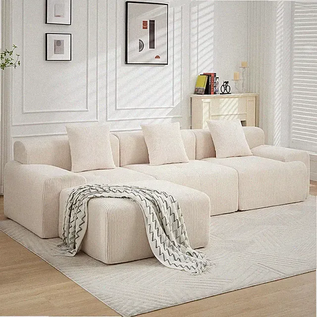 118"Modular Sectional Cloud Couch with Ottoman,Oversized Boneless Couch