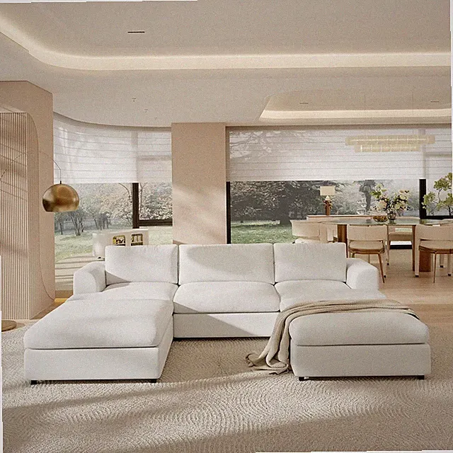 118'' Sectional Deep Seat Cloud Couch, Oversized Upholstered Modular Sectional S