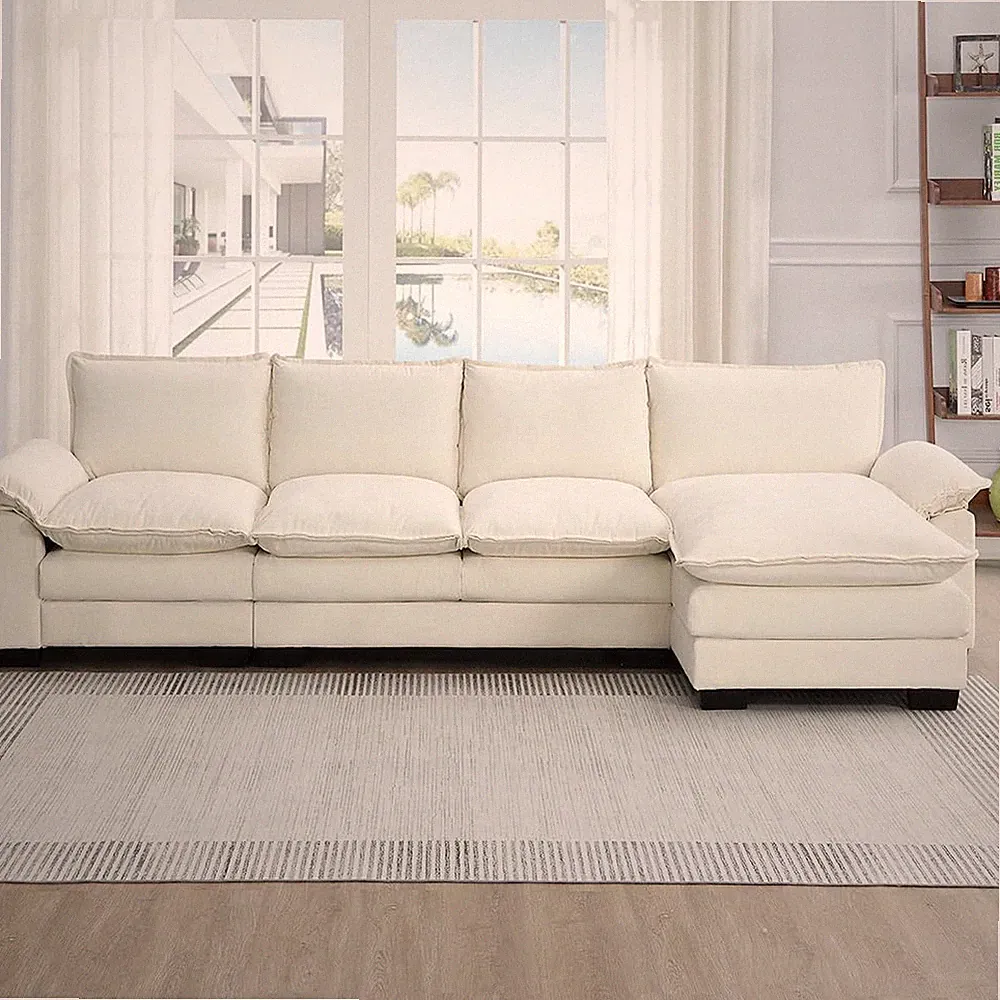 118" Sectional Sofa Couch for Living Room L-Shape Sofa Cloud Couch with Chaise f