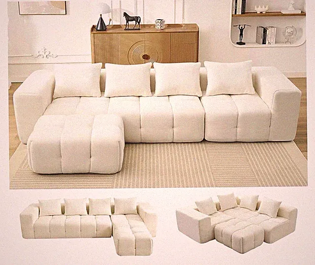 119" Boneless L-Shaped Sectional Sofa with Chaise Lounge - Plush Memory Foam