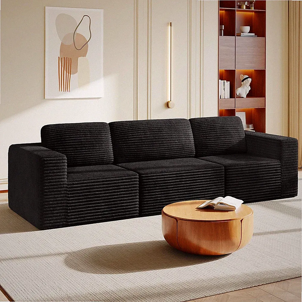 119 Modular Sectional Sofa Corduroy Cloud Couch Deep Seat Boneless