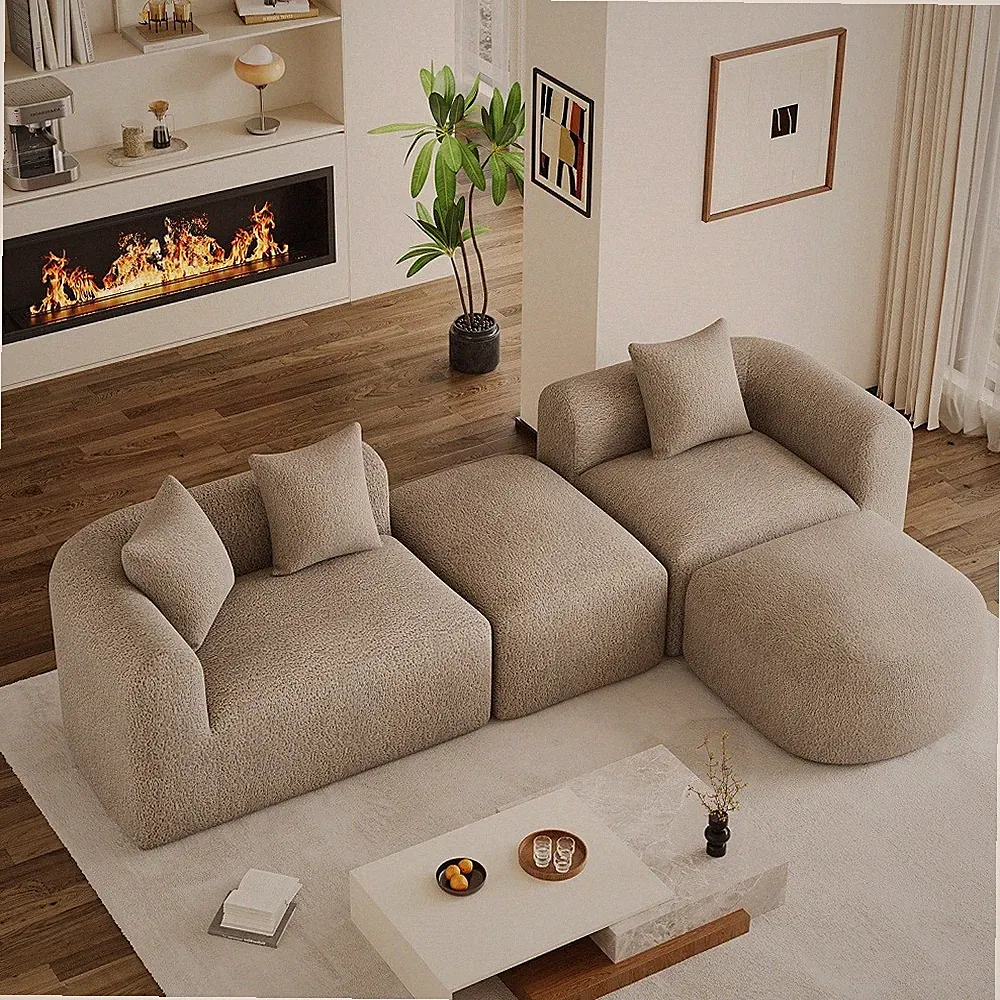 119" Oversized Curved Convertible Sectional Sofa Minimalist L-Shape Cloud Couch