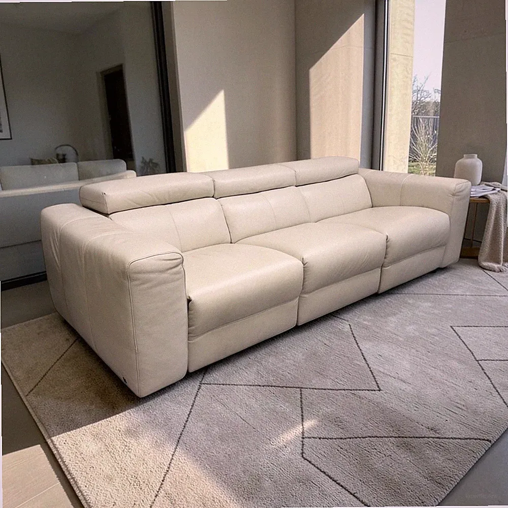 11977-401: Natuzzi Italia Balance 3-Seat Leather Reclining Sofa