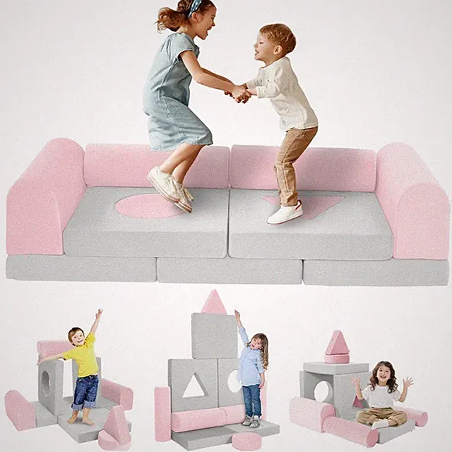 11pcs Kids Modular Play Couch Toddler Sectional Sofa Floor Folding Child Gift