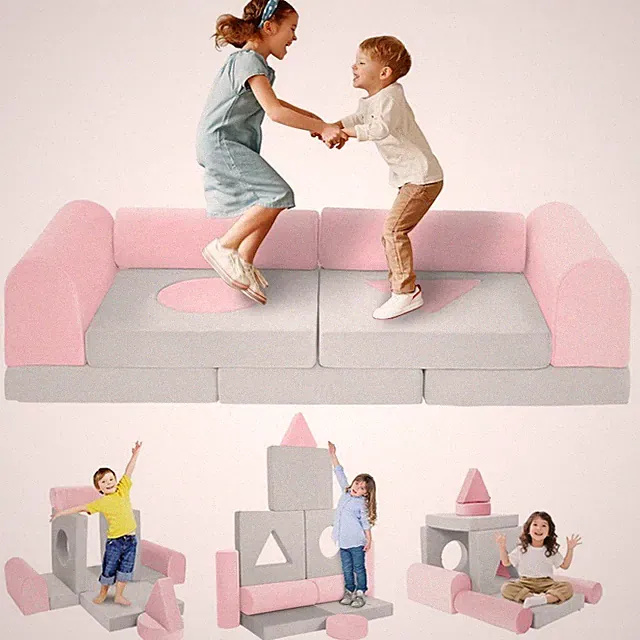 11pcs Kids Modular Play Couch Toddler Sectional Sofa Floor Folding Child Gift