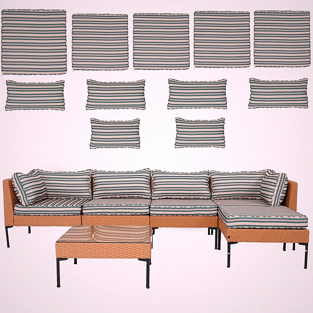 11Pcs Patio Cushion Covers Outdoor Couch Cushions Covers with Zippers Splashp...