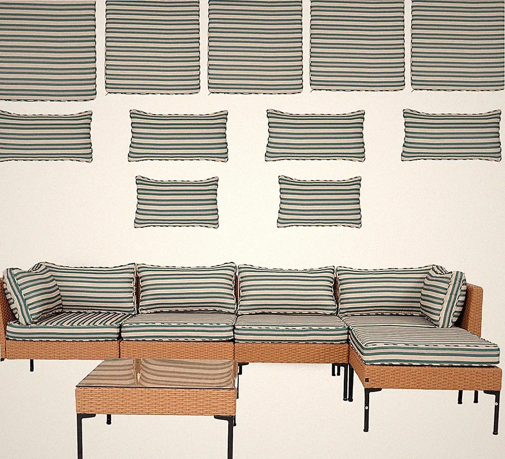 11Pcs Splashproof Patio Cushion Covers for 5-Seater Sectional Sofa