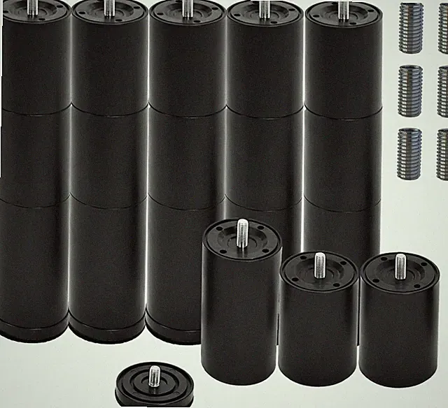12" Adjustable Bed Legs M8 Thread for Heavy Duty Furniture - 6 Pack