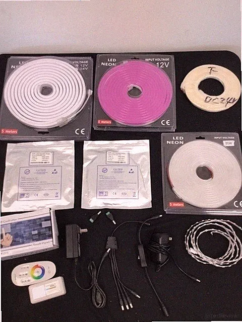 12 and 24 Volt Led Strip Light and Neon Light spools with Accessories Bundle