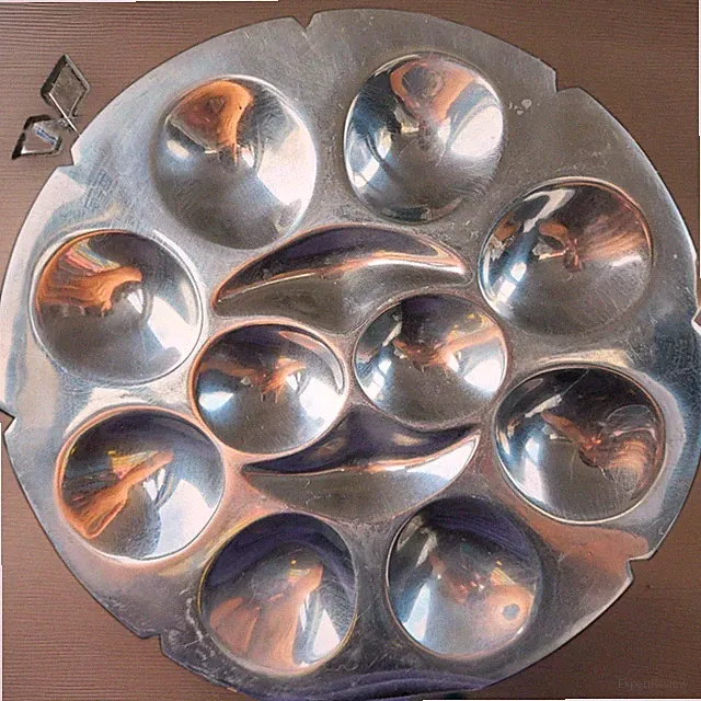 12" Oyster Plate,Solid Shiny Heavy Metal Style For 12 Oysters,Seafood Appetizer