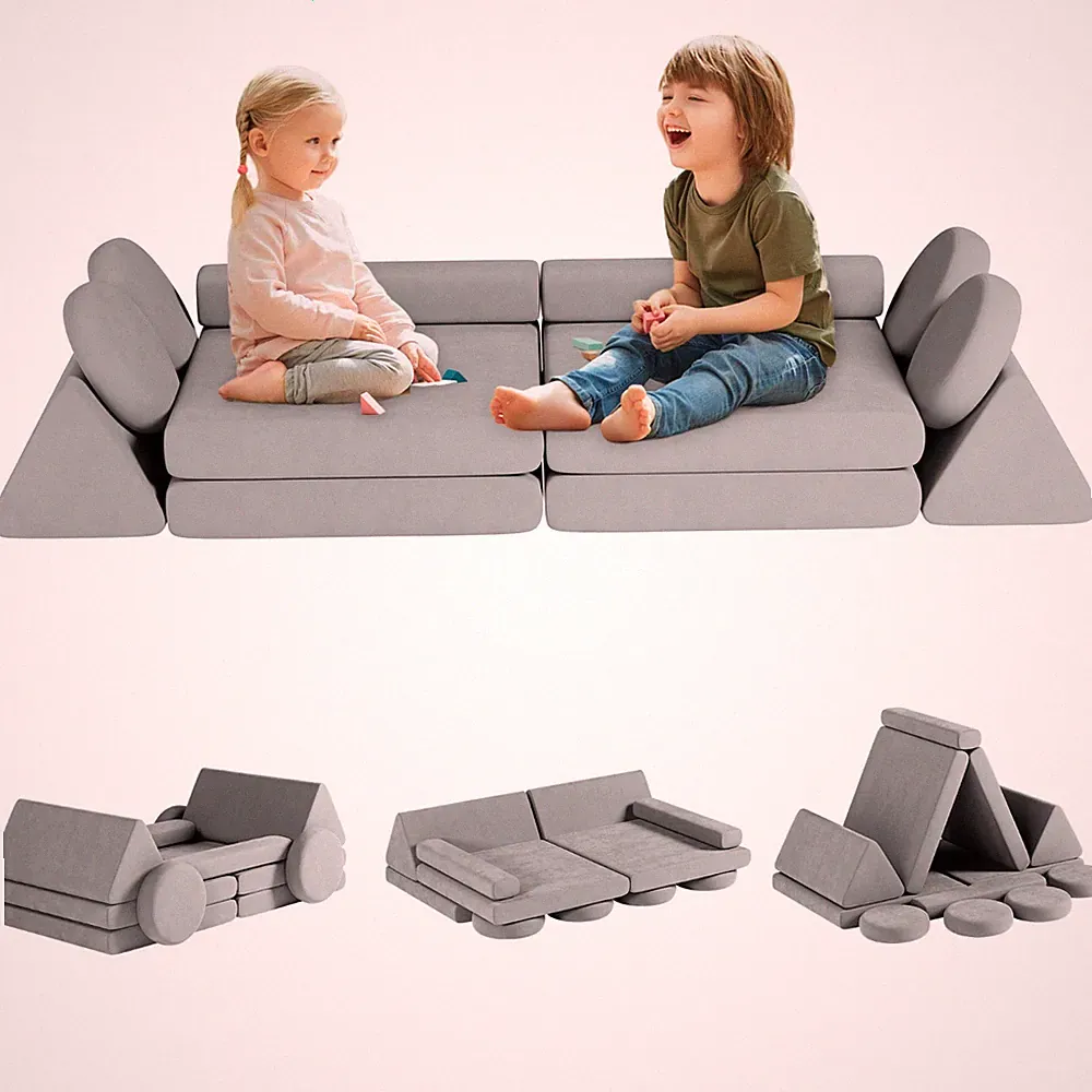 12 PCS Modular Kids Play Block Couch Child Sectional Soft Sofa Toddler Building