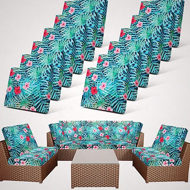 12 Pcs Patio Cushion Covers Outdoor Stretch Sofa Couch Cover Replacement Couc...