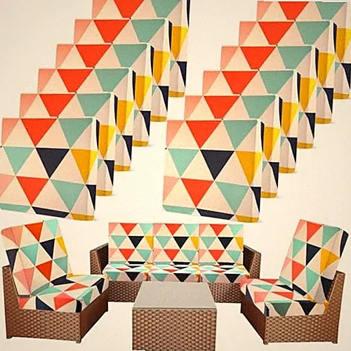 12 Pcs Patio Stretch Outdoor Cushion Covers Sofa Couch Multi Color Geometric