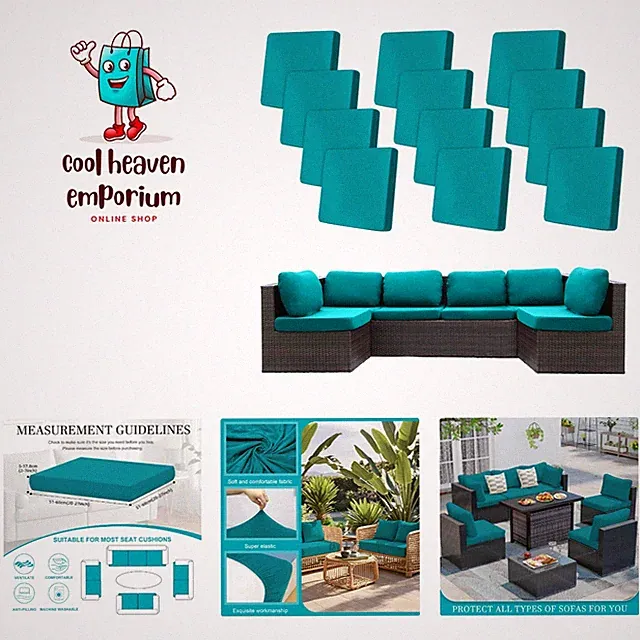 12 Pcs Stretch Patio Cushion Covers,Outdoor Couch Covers Replacement,Outdoor...
