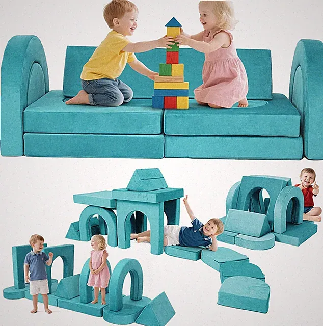 12-Piece Kids Modular Play Couch - DIY Foam Sofa for Playroom & Living Room