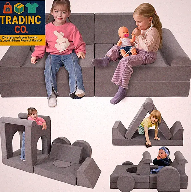 12-Piece Modular Kids Play Couch – Premium Soft Foam, Removable Cover, Comfortab