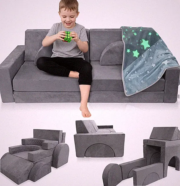 12-Piece Modular Kids Play Couch - Soft & Durable Toddler Couch with Certipur US