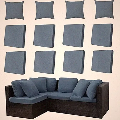 12-Piece Outdoor Cushion & Pillow Cover 8Pcs with 4Pillow Covers Grey Blue...