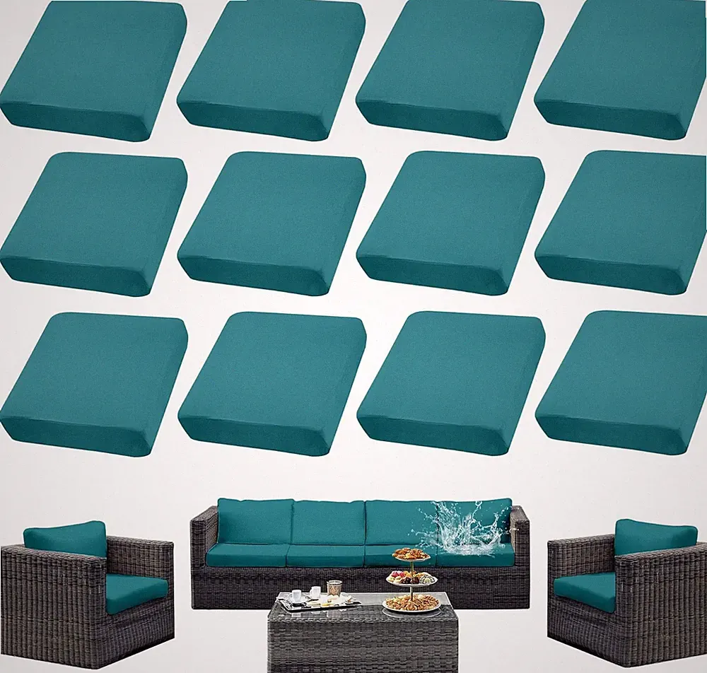 12-Piece Waterproof Outdoor Cushion Covers for Patio Furniture Replacement