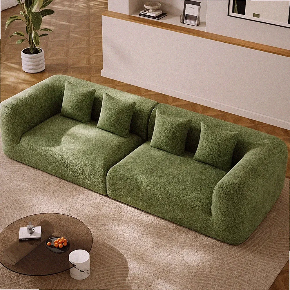 120" 4 Seater Modular Sectional Chenille Boneless Curved Sofa with 4 Pillows