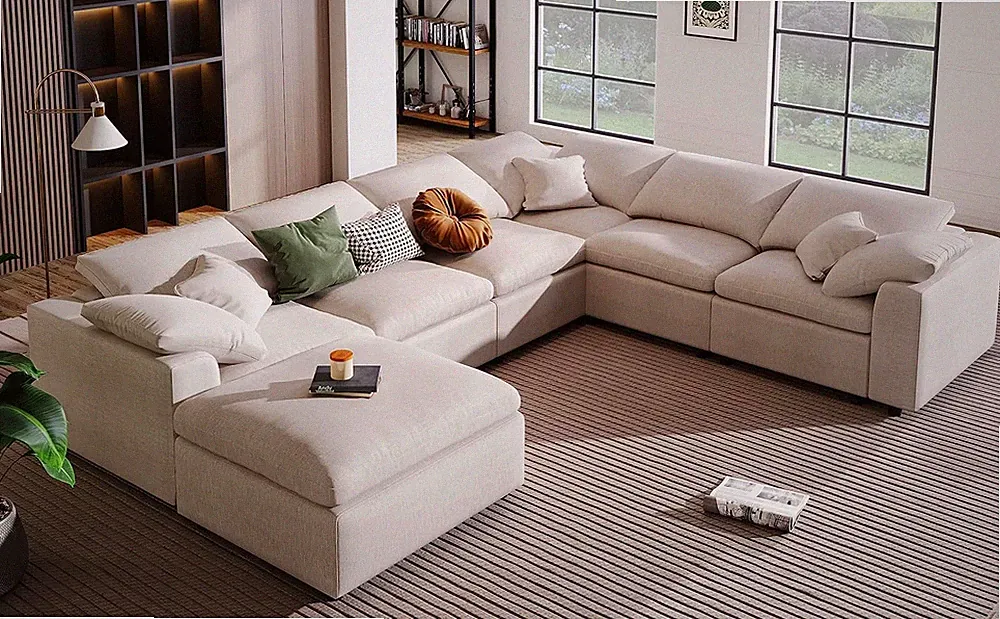 120.9'' Large Modular Sectional Sofa Couch Cloud Sofa Couch Dupes for Living Roo